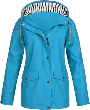 2025 Womens Raincoat Spring Fashion Plus Size Waterproof Lightweight Jacket Outdoor Raincoats Windbreaker with Hood