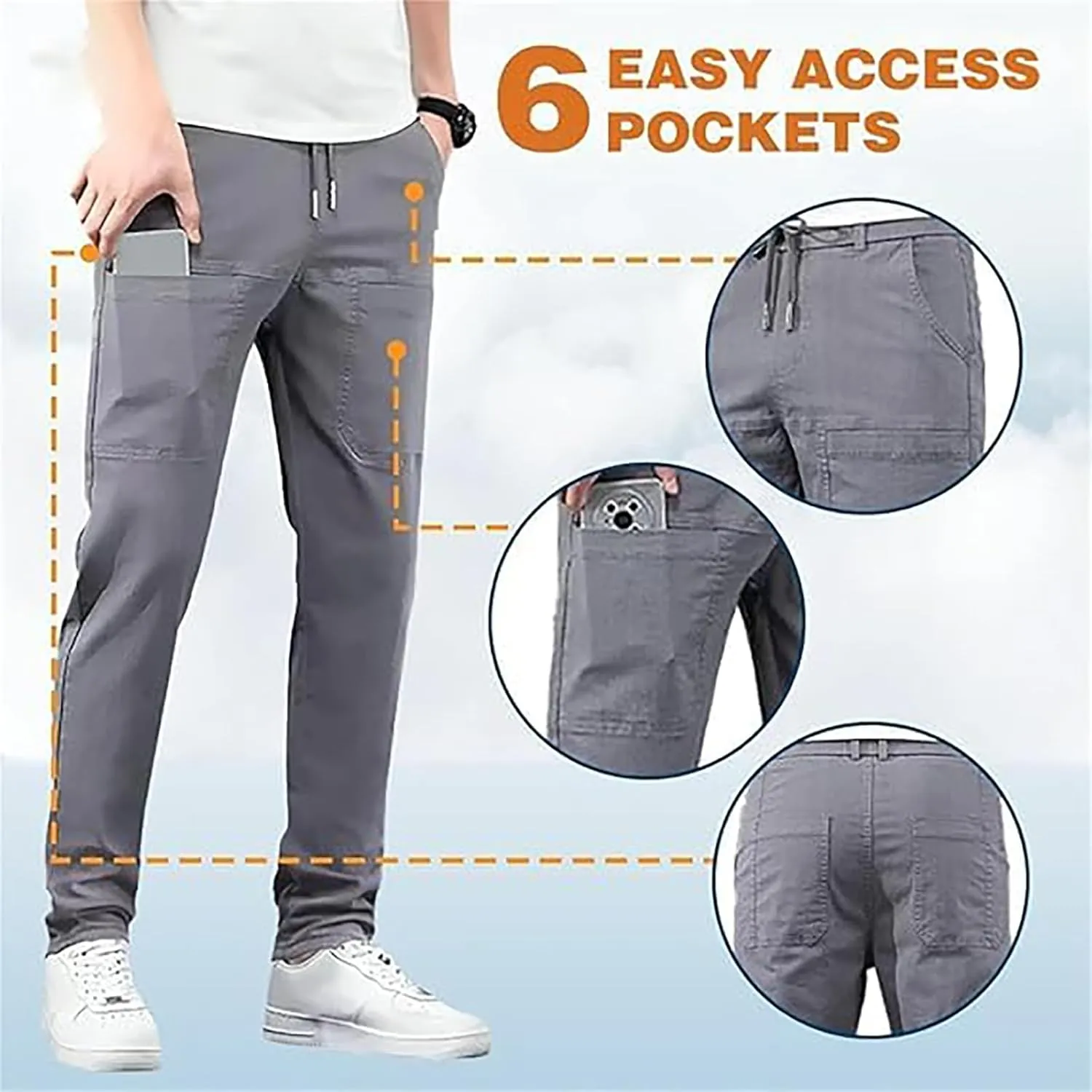 Acegents Cargo Pants, Mencomfy Multipants - High Stretch Multi-Pocket Cargo Pants, Sirmale Men Comfy Multi Pants