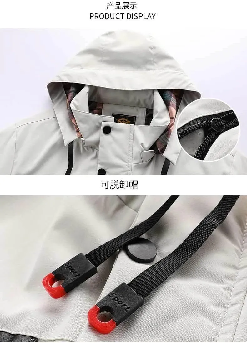Adhdyuud Men's Casual Jacket Parka Winter Pockets Hooded Jackets Solid Turtleneck Outdoor Coat