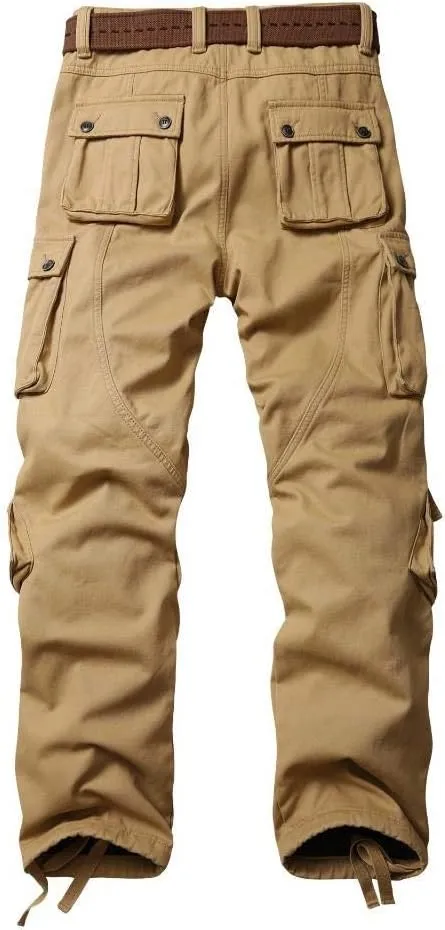 AKARMY Men's Fleece Lined Hiking Pants Outdoor Cargo Pants Casual Work Ski Pants with 8 Pockets