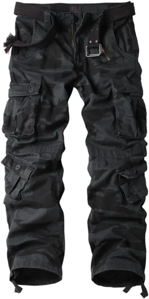 AKARMY Men's Fleece Lined Hiking Pants Outdoor Cargo Pants Casual Work Ski Pants with 8 Pockets