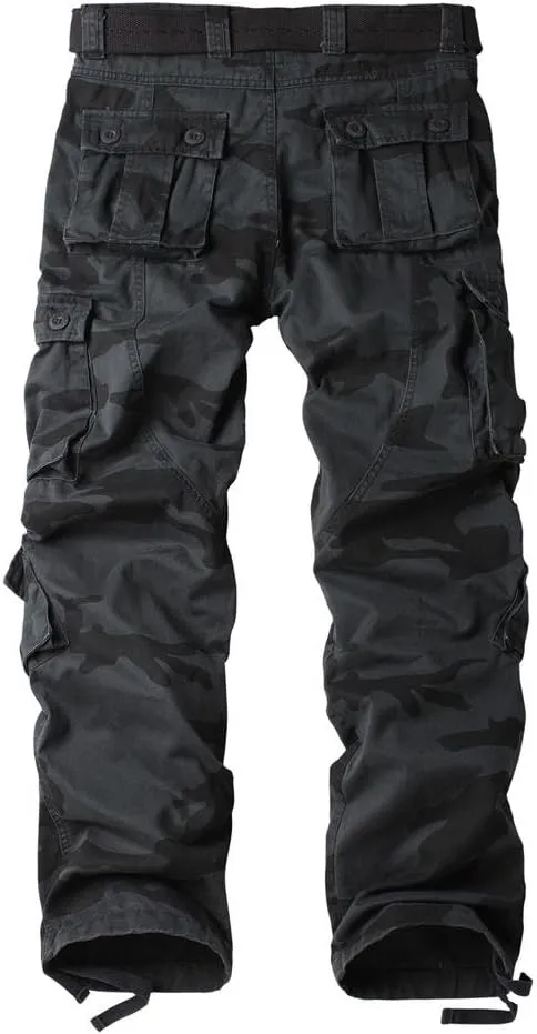 AKARMY Men's Fleece Lined Hiking Pants Outdoor Cargo Pants Casual Work Ski Pants with 8 Pockets