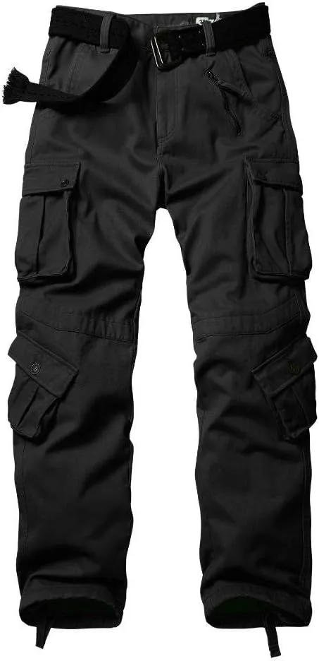 AKARMY Men's Fleece Lined Hiking Pants Outdoor Cargo Pants Casual Work Ski Pants with 8 Pockets