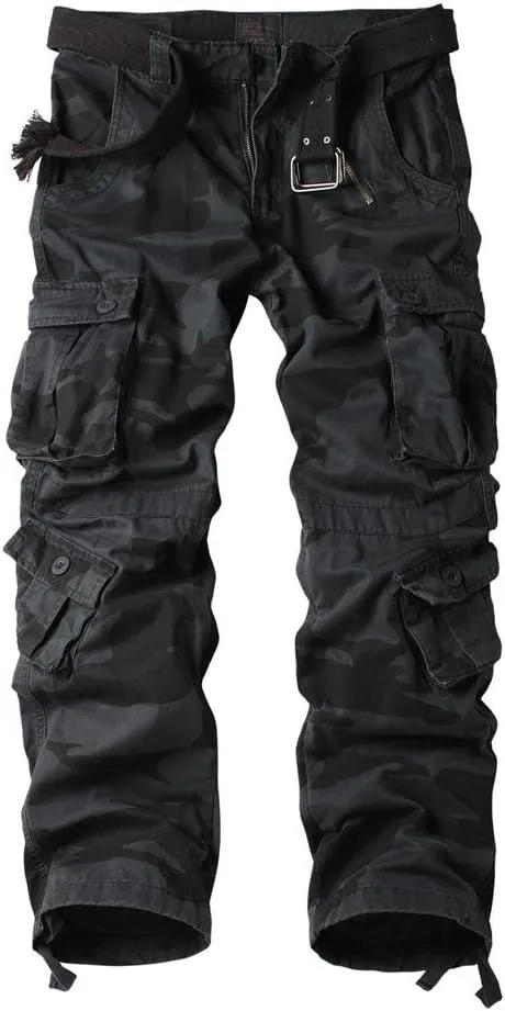 AKARMY Men's Fleece Lined Hiking Pants Outdoor Cargo Pants Casual Work Ski Pants with 8 Pockets
