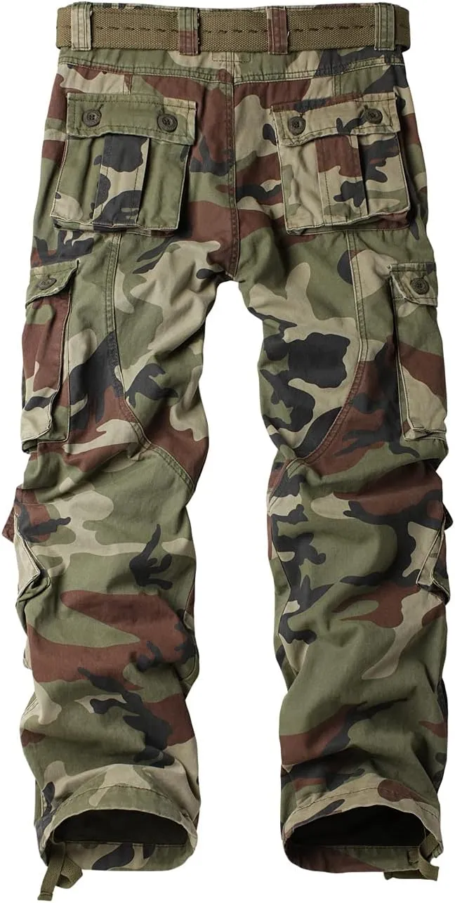 AKARMY Men's Fleece Lined Hiking Pants Outdoor Cargo Pants Casual Work Ski Pants with 8 Pockets