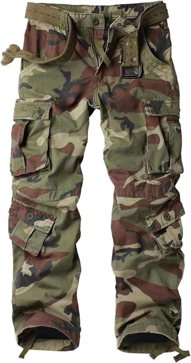 AKARMY Men's Fleece Lined Hiking Pants Outdoor Cargo Pants Casual Work Ski Pants with 8 Pockets