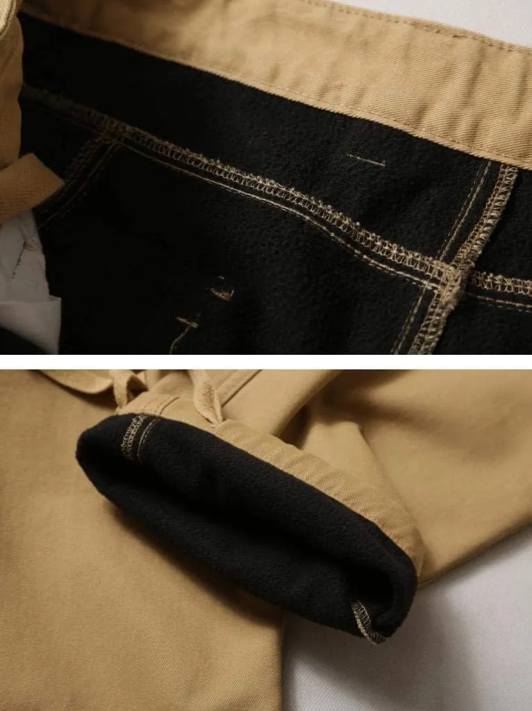 AKARMY Men's Fleece Lined Hiking Pants Outdoor Cargo Pants Casual Work Ski Pants with 8 Pockets