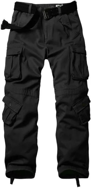 AKARMY Men's Fleece Lined Hiking Pants Outdoor Cargo Pants Casual Work Ski Pants with 8 Pockets