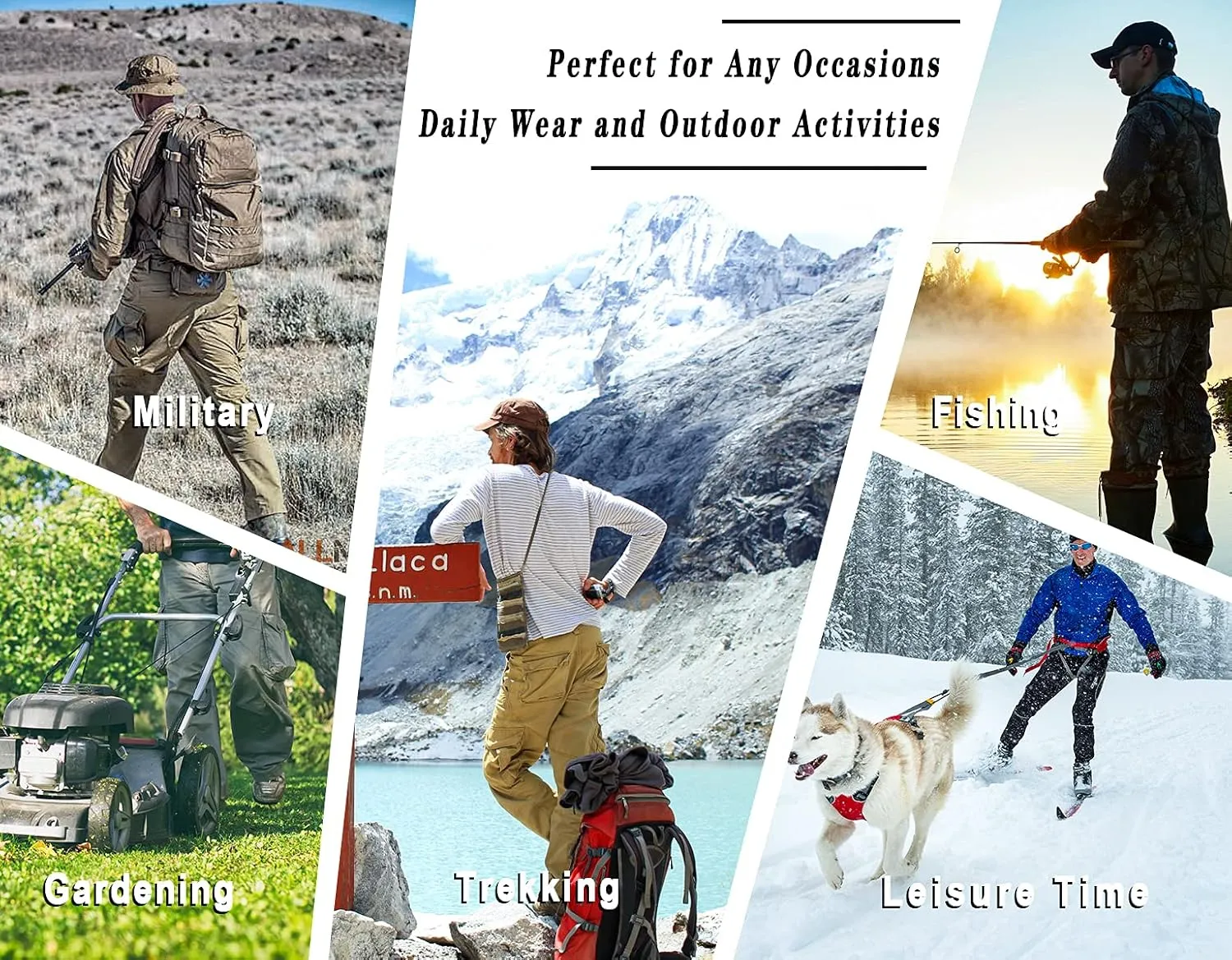 AKARMY Men's Fleece Lined Hiking Pants Outdoor Cargo Pants Casual Work Ski Pants with 8 Pockets