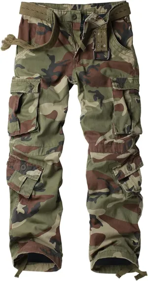 AKARMY Men's Fleece Lined Hiking Pants Outdoor Cargo Pants Casual Work Ski Pants with 8 Pockets