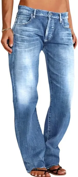 Akivide Women's Baggy Wide Leg Jeans Ripped Causal Loose Fit Boyfriend Distressed Straight Leg Denim Pants