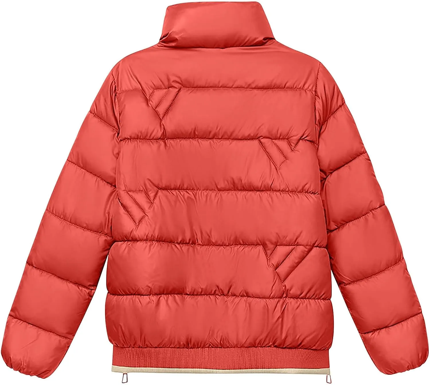 Akklian Women's Classic Full Zip Stand Collar Quilted Puffer Jacket Winter Warm Long Sleeve Lightweight Down Coat with Pocket