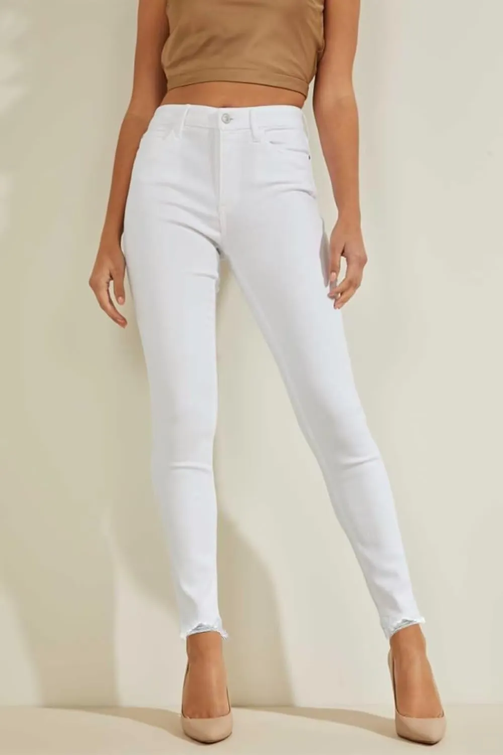 Allimy Women's High Rise Skinny Stretch Ripped Jeans High Waisted Destroyed Denim Pants