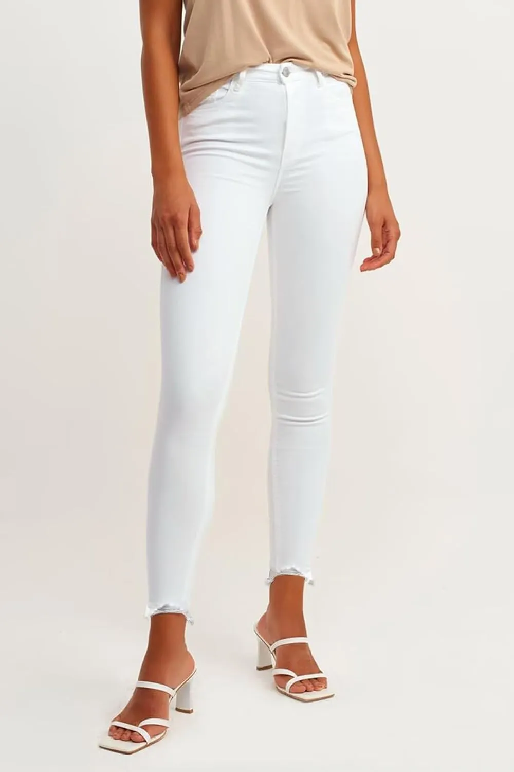 Allimy Women's High Rise Skinny Stretch Ripped Jeans High Waisted Destroyed Denim Pants