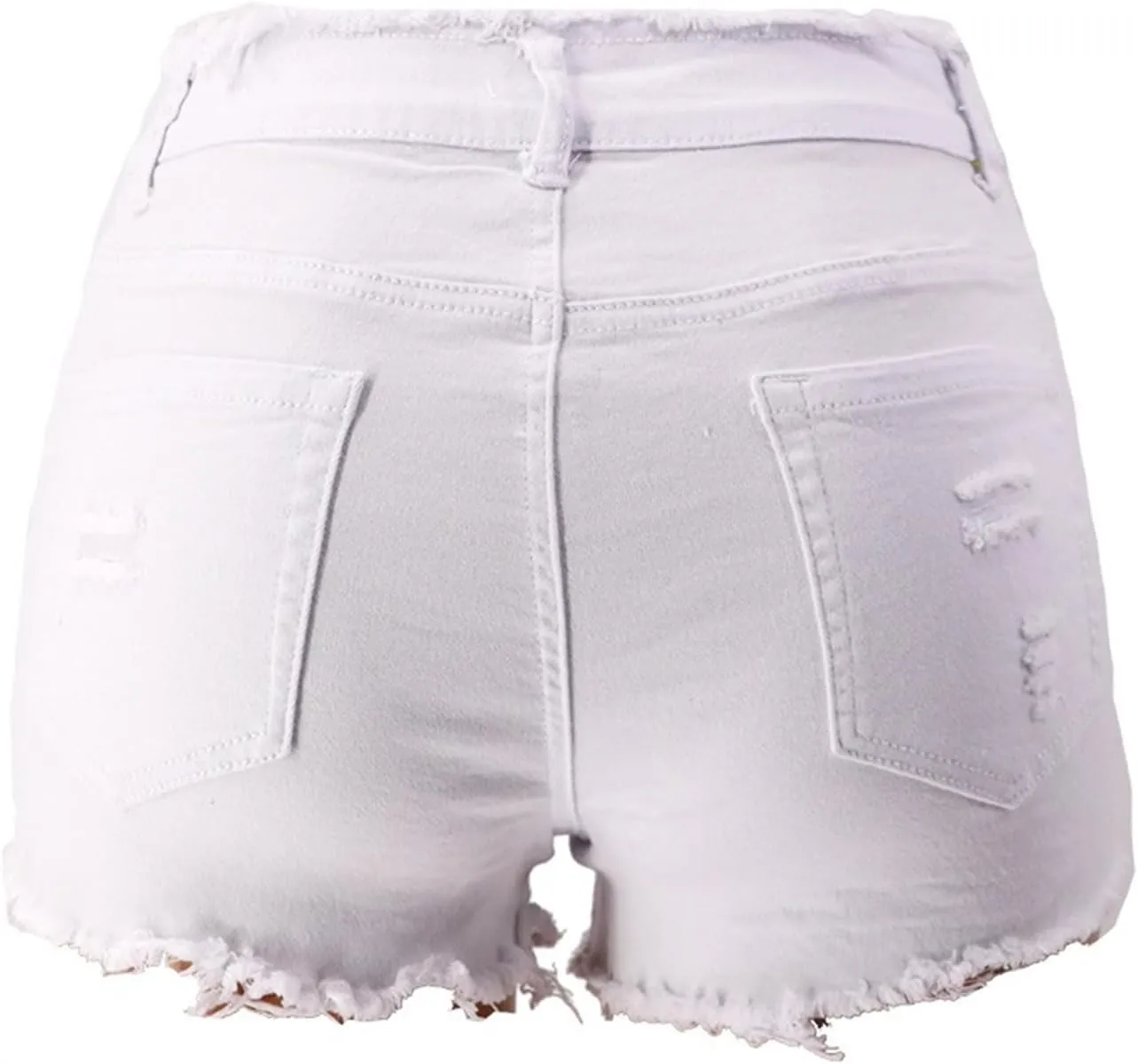 Andongnywell Jean Shorts Women Stretch High Waisted Ripped Denim Shorts with Pockets Summer Trendy Distressed Cut-Off Shorts