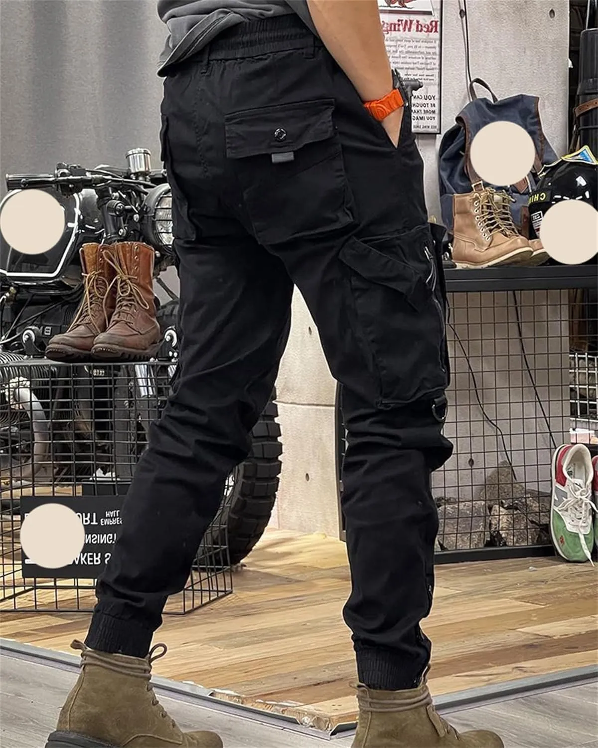 Andongnywell Men's Multi-Pocket Cargo Pants Slim Fit Sweatpants Jogger Outdoor Trousers with Zipper Pockets