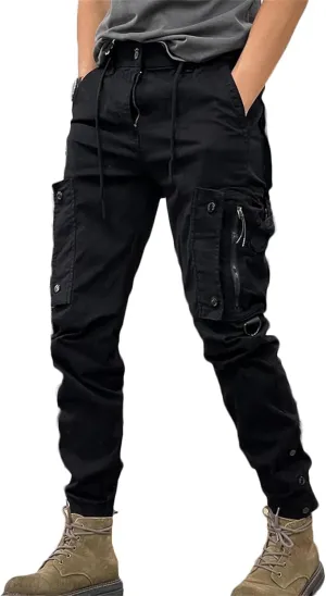 Andongnywell Men's Multi-Pocket Cargo Pants Slim Fit Sweatpants Jogger Outdoor Trousers with Zipper Pockets