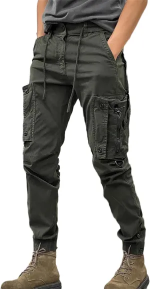 Andongnywell Men's Multi-Pocket Cargo Pants Slim Fit Sweatpants Jogger Outdoor Trousers with Zipper Pockets