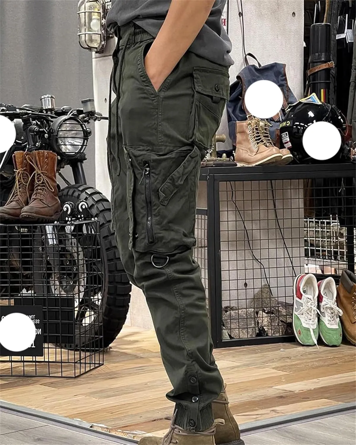 Andongnywell Men's Multi-Pocket Cargo Pants Slim Fit Sweatpants Jogger Outdoor Trousers with Zipper Pockets