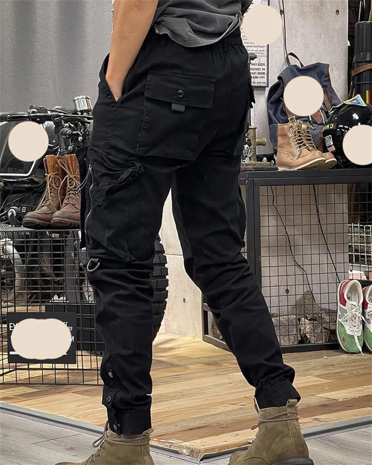 Andongnywell Men's Multi-Pocket Cargo Pants Slim Fit Sweatpants Jogger Outdoor Trousers with Zipper Pockets