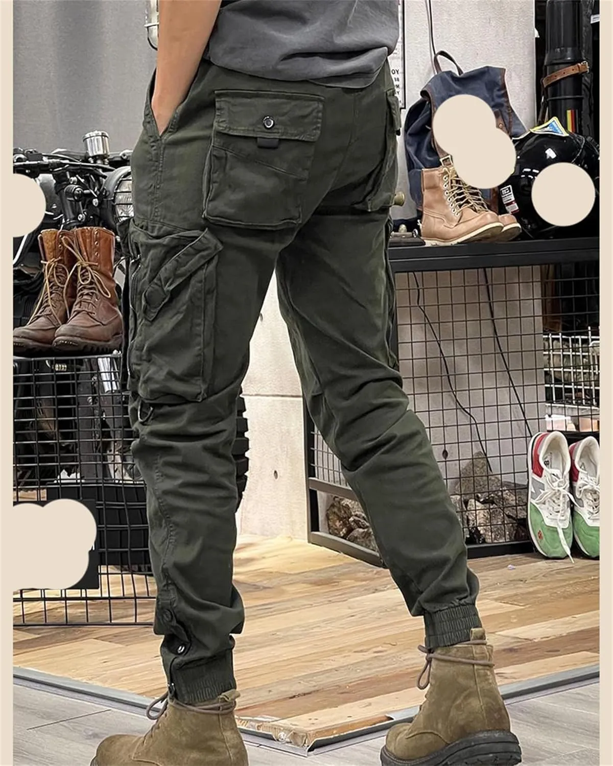 Andongnywell Men's Multi-Pocket Cargo Pants Slim Fit Sweatpants Jogger Outdoor Trousers with Zipper Pockets