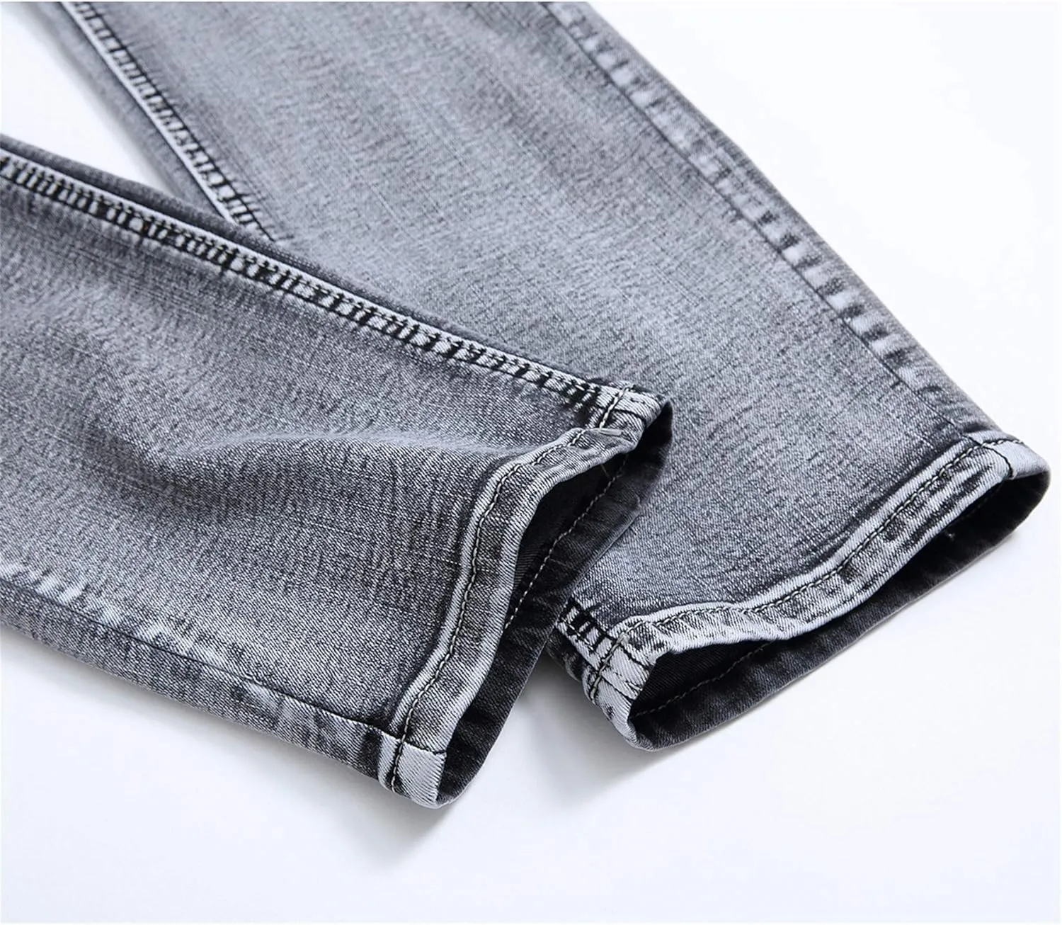 Andongnywell Men's Skinny-Fit Stretch Jeans Slim-fit Light Gray Stretchy Jean Trousers Comfort Stretched Denim Pants