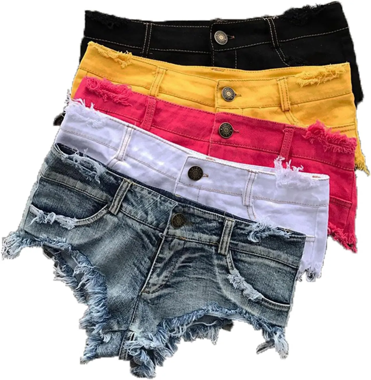 Andongnywell Women Summer Frayed Raw Hem Denim Shorts with Holes High Waisted Stretch Ripped Jean Shorts Casual Shorts