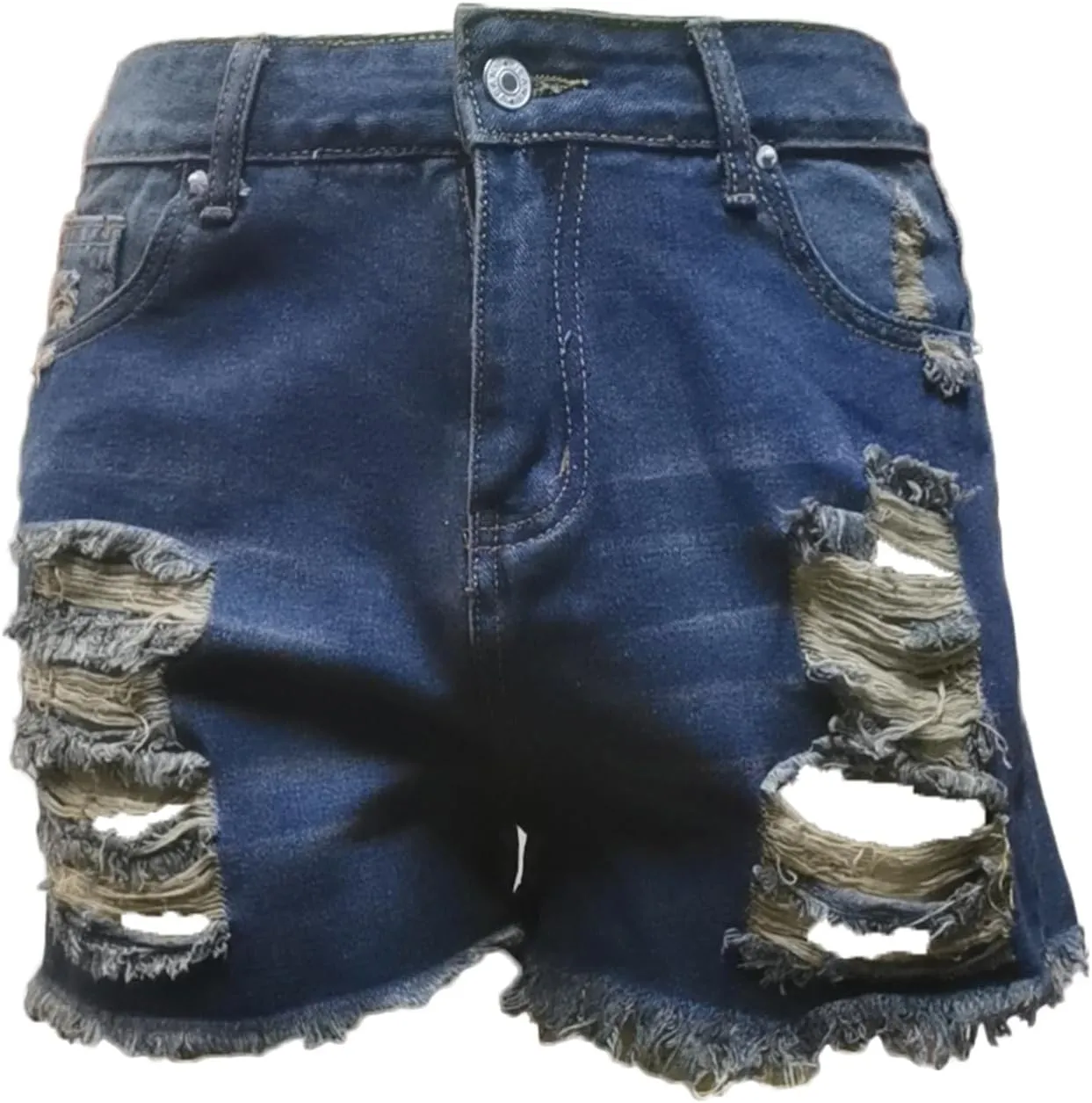 Andongnywell Womens High Waisted Summer Ripped Frayed Raw Hem Shorts Stretchy Denim Long Shorts Casual Distressed Jean Shorts