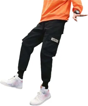 Aoleaky Men's Streetwear Multi-Pocket Cargo Pants Casual Harem Style Hip Hop Track Joggers