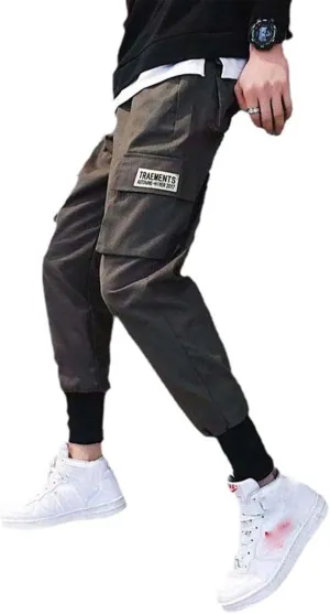 Aoleaky Men's Streetwear Multi-Pocket Cargo Pants Casual Harem Style Hip Hop Track Joggers