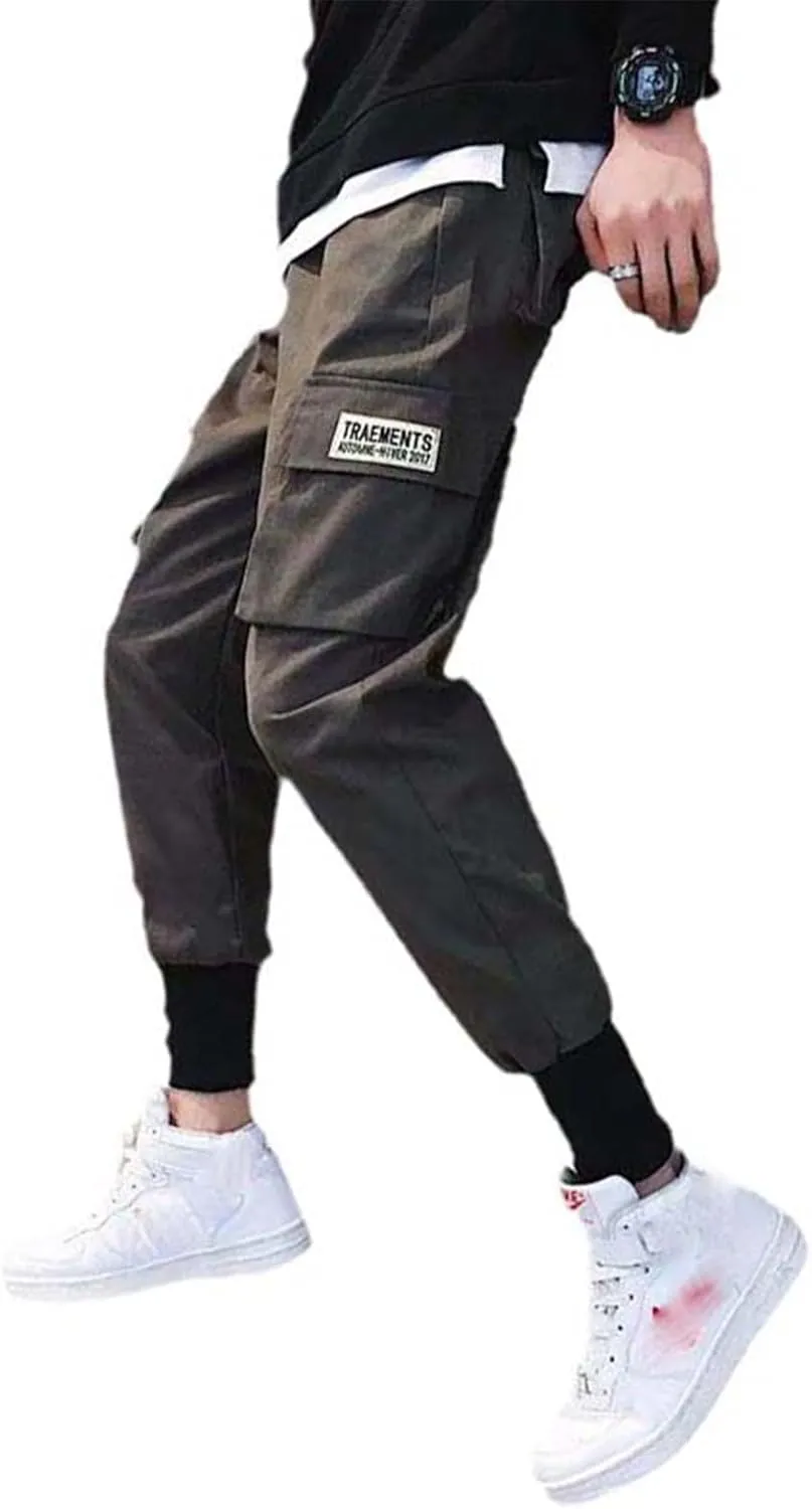 Aoleaky Men's Streetwear Multi-Pocket Cargo Pants Casual Harem Style Hip Hop Track Joggers