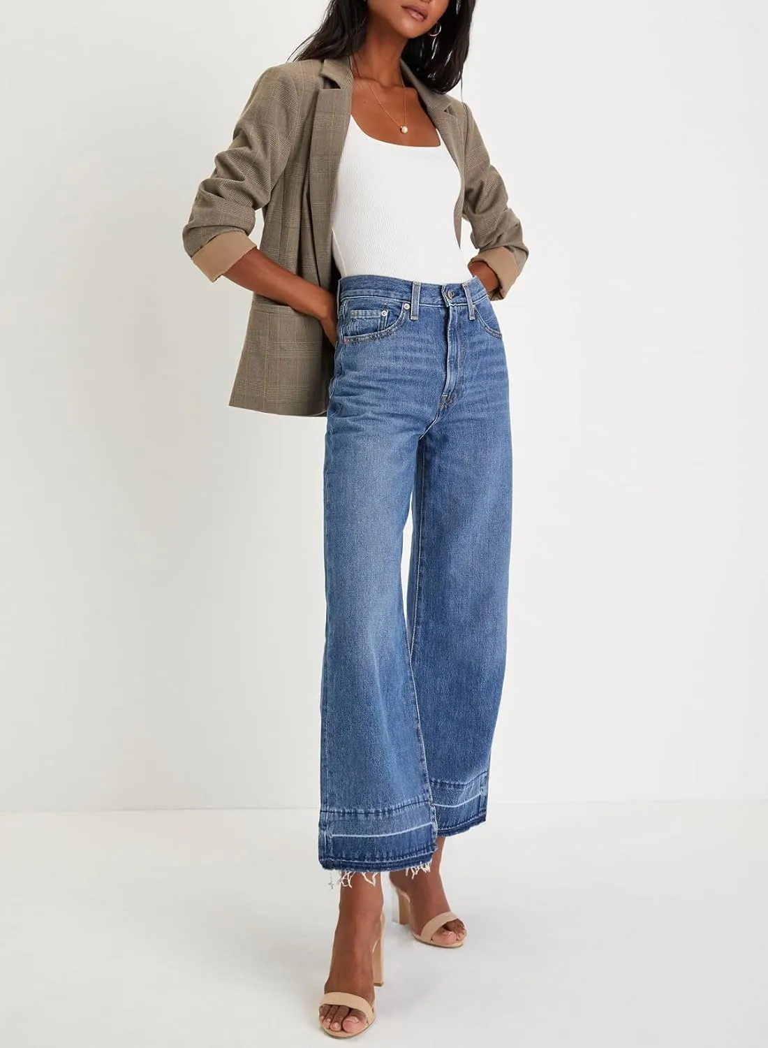 Astylish Women's High Waisted Wide Leg Jeans Trendy Straight Leg Jeans Zimbaplatinum Denim Pants