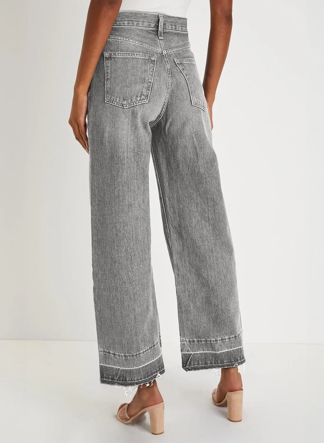 Astylish Women's High Waisted Wide Leg Jeans Trendy Straight Leg Jeans Zimbaplatinum Denim Pants