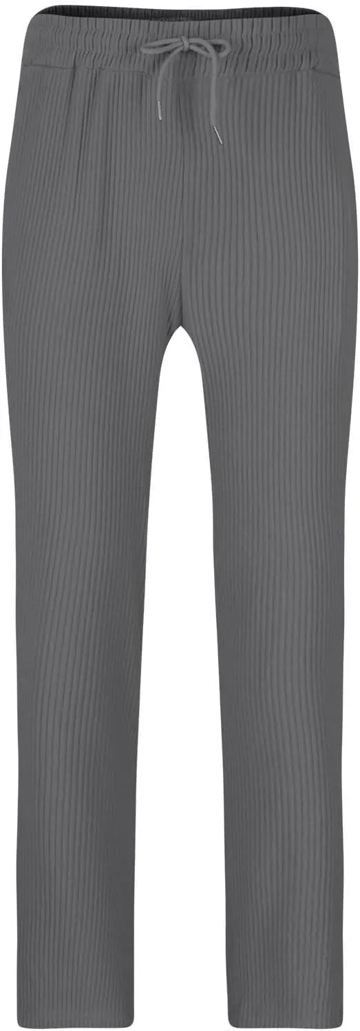 Aymnlox Mens Knit Pants Drawstring Elastic Waist Loose Straight Fit Tapered Trousers Solid with Pockets Fall Casual Pants