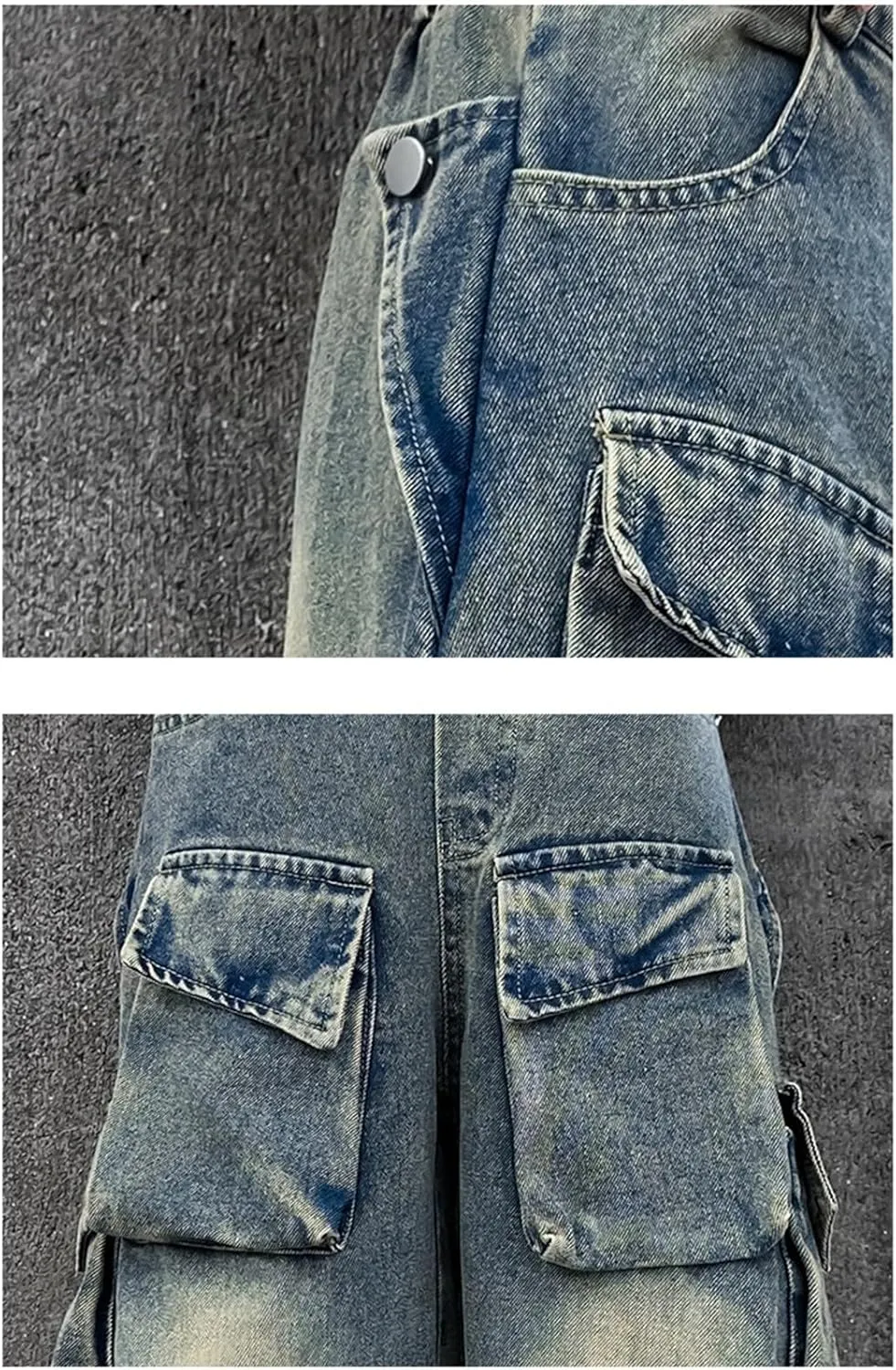 Baggy Cargo Pants for Kids Girls Wide Leg Jeans 𝗬2𝗞 Hip Hop High Waisted Pants Casual Streetwear Loose Trousers