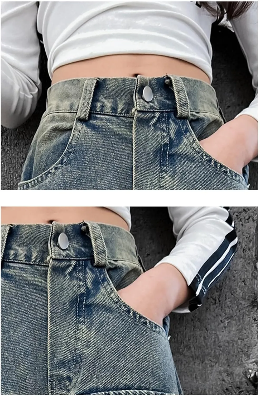 Baggy Cargo Pants for Kids Girls Wide Leg Jeans 𝗬2𝗞 Hip Hop High Waisted Pants Casual Streetwear Loose Trousers