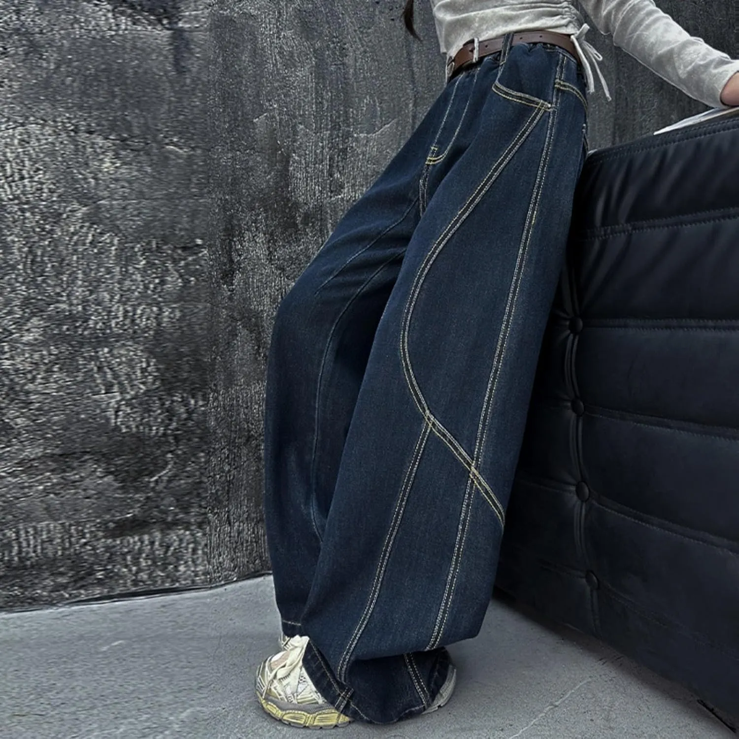 Baggy Jeans for Girls High Waist Denim Pants Straight Wide Leg Jeans Casual Y2K Summer Bottom Distressed Denim Pants