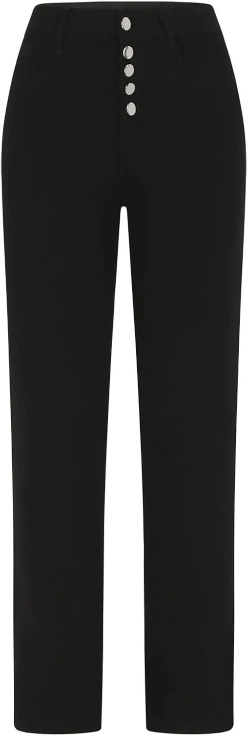 Bidobibo Skinny Jeans for Women Straight High Waisted Jeans for Women Stretchy Women's Curvy Totally Shaping Straight Jeans