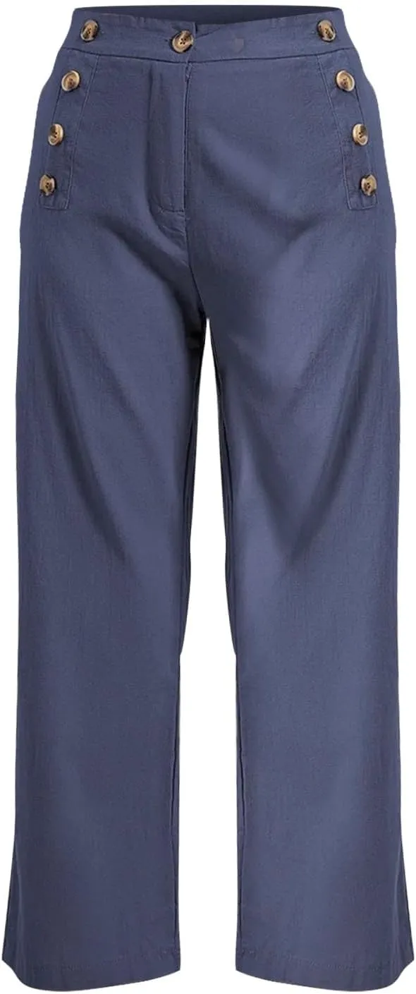 Black Pants for Women Trousers Pant Cotton Blend Drawstring Elastic Waist Pocket Boho Lounge Pants Baggy Palazzo