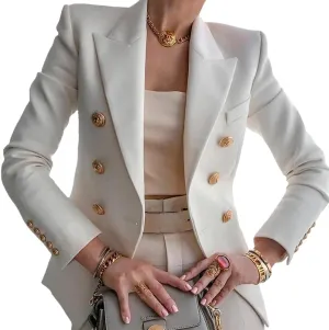 Blazers for Women Open Front Double Breasted Slim Blazer Casual Lapel Long Sleeve Business Jacket Outfits
