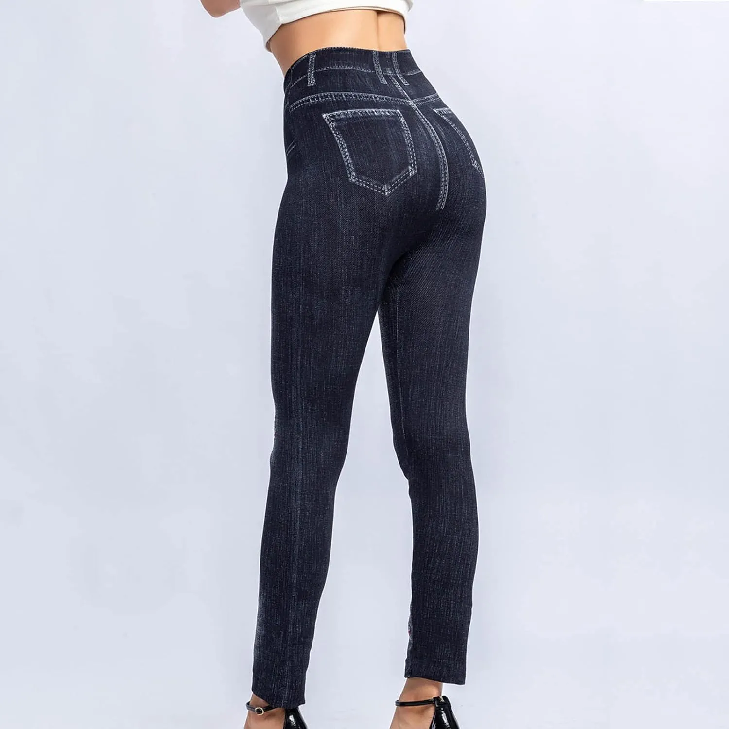 Borniu Women's Denim Legging Hight Waisted Stretch Ripped Skinny Jeans Slim Fit Pencil Pants Distressed Denim Pants