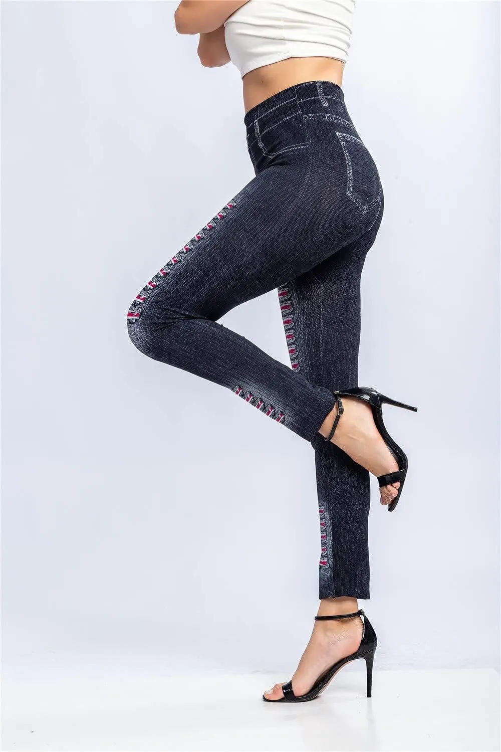 Borniu Women's Denim Legging Hight Waisted Stretch Ripped Skinny Jeans Slim Fit Pencil Pants Distressed Denim Pants