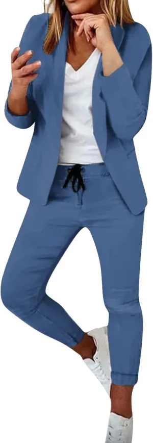 Business Casual Outfits for Women Plus Size Pants Suit Dressy Women's 2 Piece Formal Work Wear Office Dress Blazer