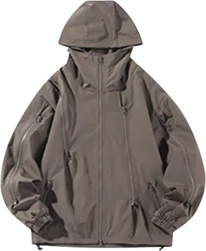 Cambkatl Men's Lightweight Windbreaker Jacket Loose Fit Outdoor Long Sleeve Full Zip Hoodies for Running Cycling Hiking Golf