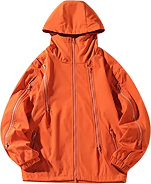 Cambkatl Men's Lightweight Windbreaker Jacket Loose Fit Outdoor Long Sleeve Full Zip Hoodies for Running Cycling Hiking Golf