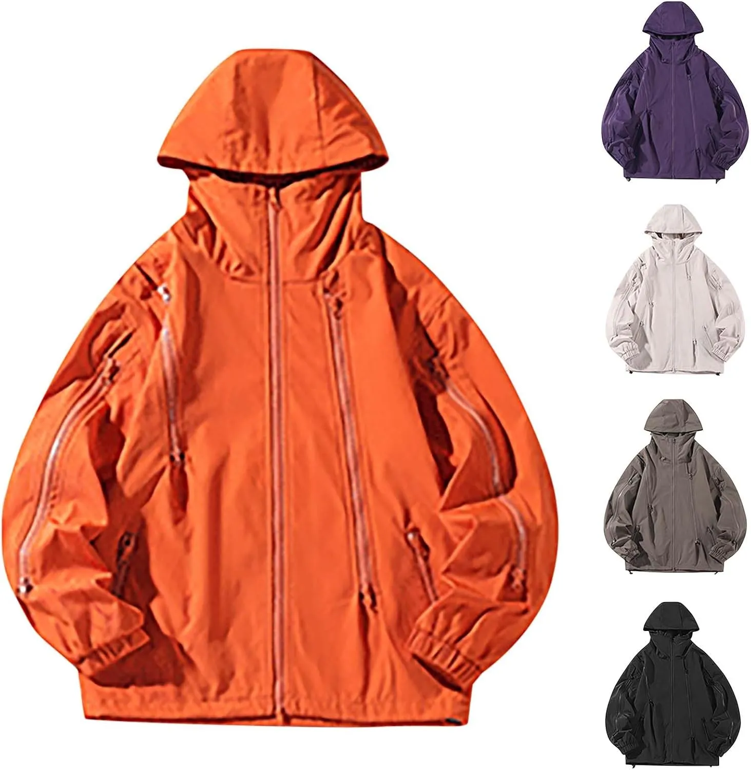 Cambkatl Men's Lightweight Windbreaker Jacket Loose Fit Outdoor Long Sleeve Full Zip Hoodies for Running Cycling Hiking Golf