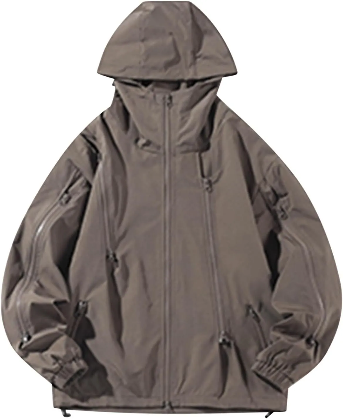 Cambkatl Men's Lightweight Windbreaker Jacket Loose Fit Outdoor Long Sleeve Full Zip Hoodies for Running Cycling Hiking Golf