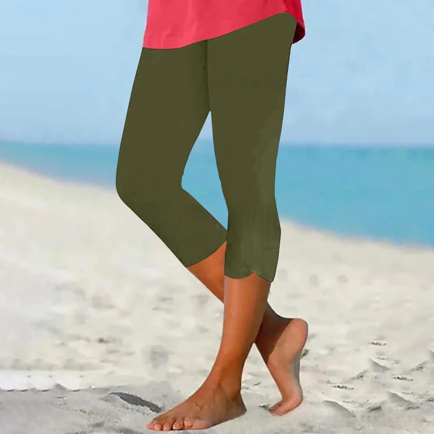 Capri Leggings for Women Tummy Control Workout Capris Leggings Pockets High Waist Athletic Yoga Pants Running Hiking