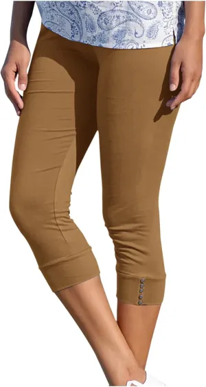 Capri Pants for Women Casual Summer Workout Leggings Stretch Knee Length Cropped Pants High Waisted Comfy Yoga Capris