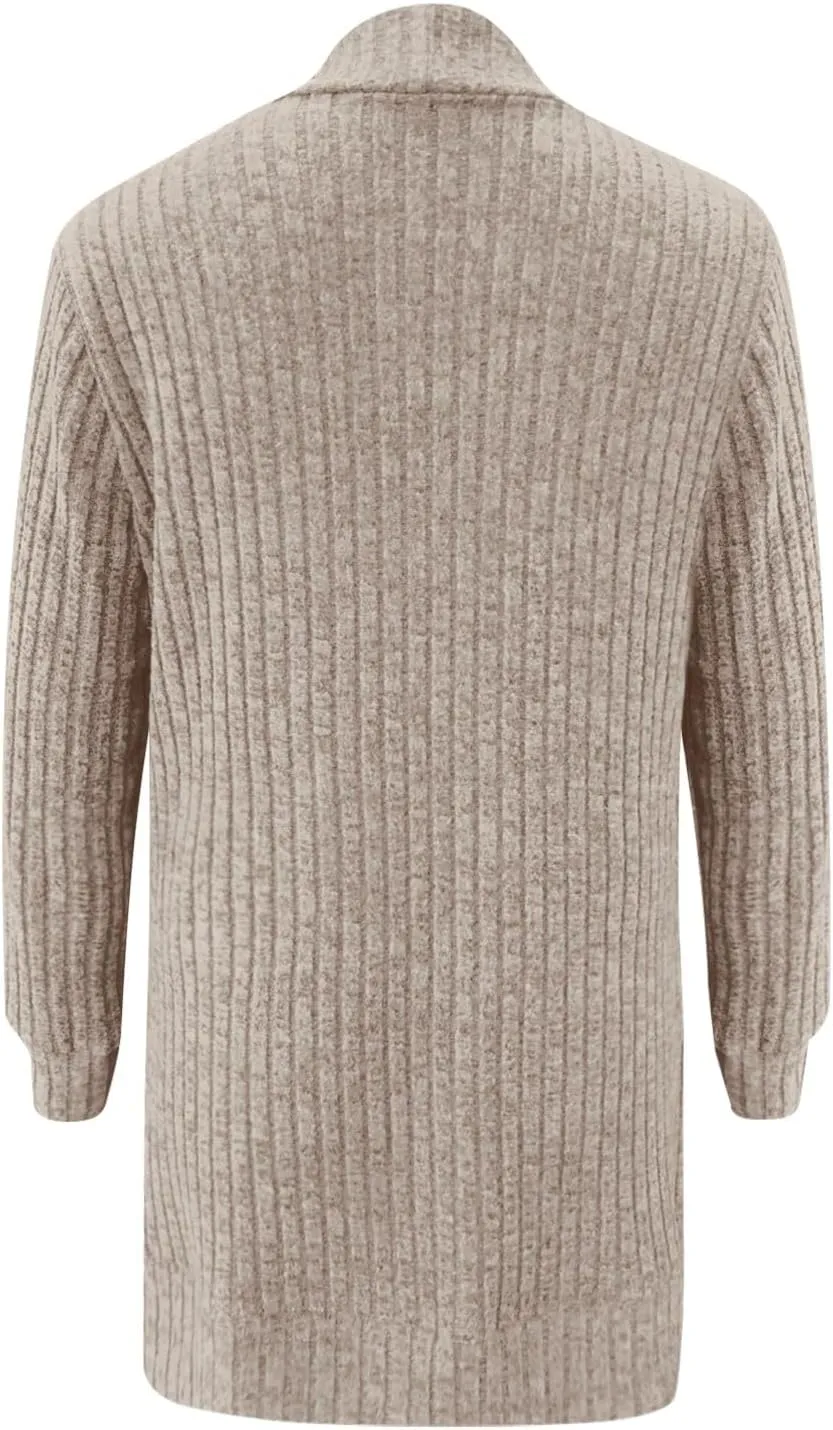 Cardigan Sweaters for Women Casual Long Sleeve Open Front Cardigans 2024 Fall Cable Knit Outwear Coats with Pockets